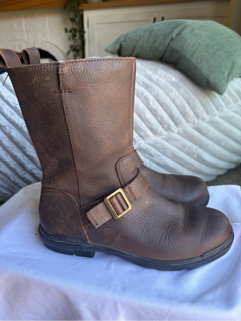 UGG Hapsburg Mid Waterproof Leather Moto Boots Womens 9.5